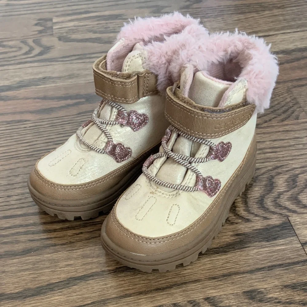 Carter's Pink and Tan Kids Faux-Fur Winter Boots